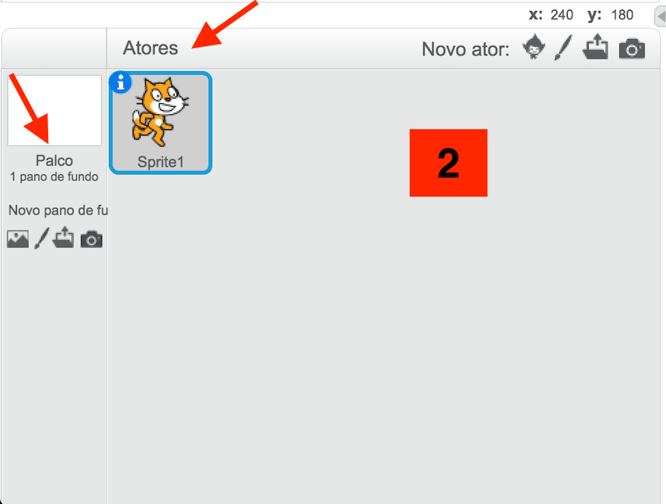 Os objetos na interface do Scratch