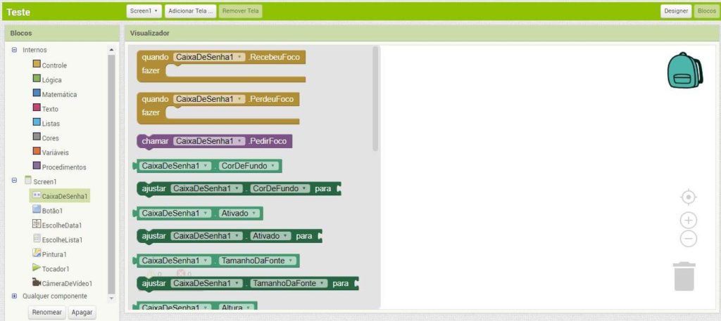 Criando a programação do seu jogo no App Inventor