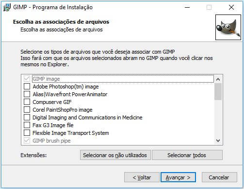 Personalizando tipos de arquivos na instalação