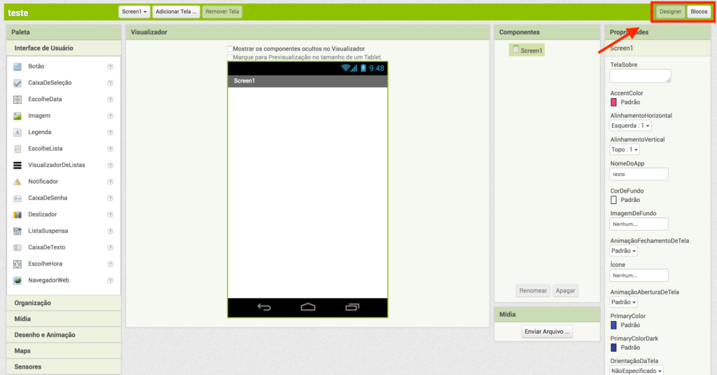 Funções de Designer e Blocos no programa
